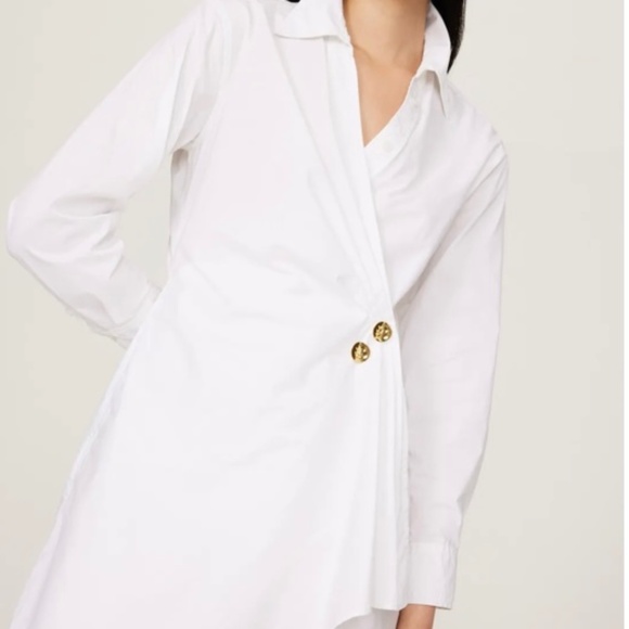 Tanya Taylor Winnie Optical White Long Sleeves Wrap Dress, Size 4 - Picture 8 of 9